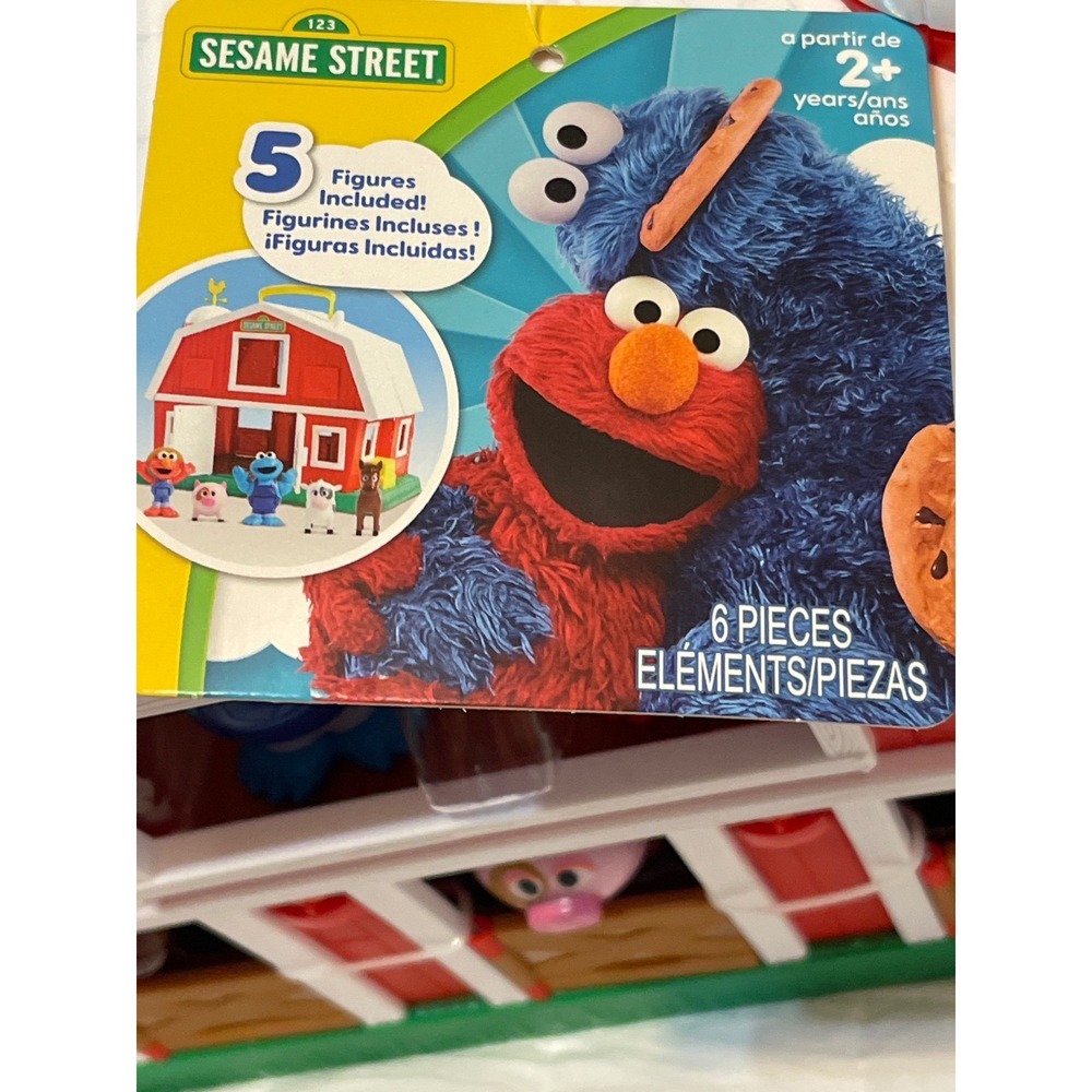 Sesame Street Farm Play Set Kids Red Plastic Barn Elmo Cookie Monster New - Picture 5 of 8